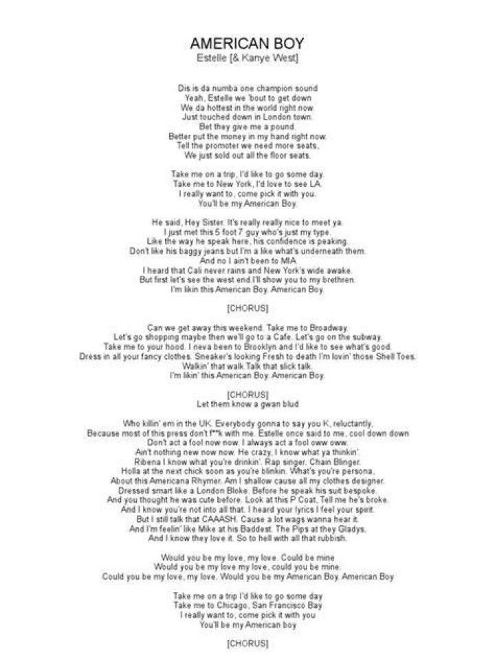 American Boy Lyrics Hip Hop Recorded Music