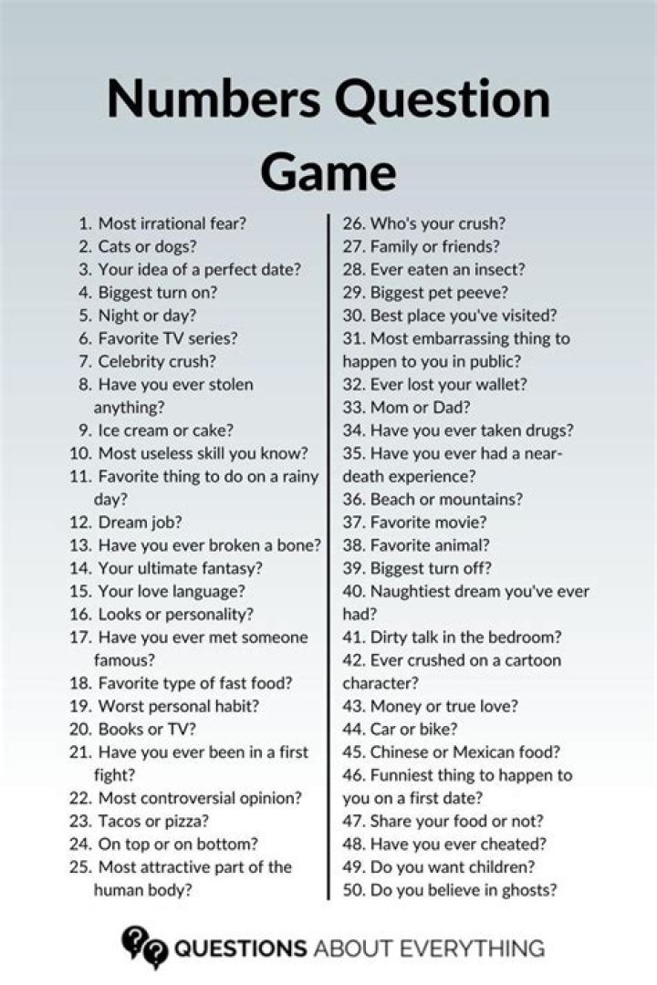 Numbers Question Game 105 Fun Pick a Number Questions